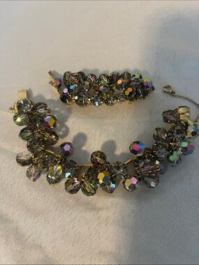 Juliana  Smokey cha cha Multicolor Crystal Bracelet and brooch